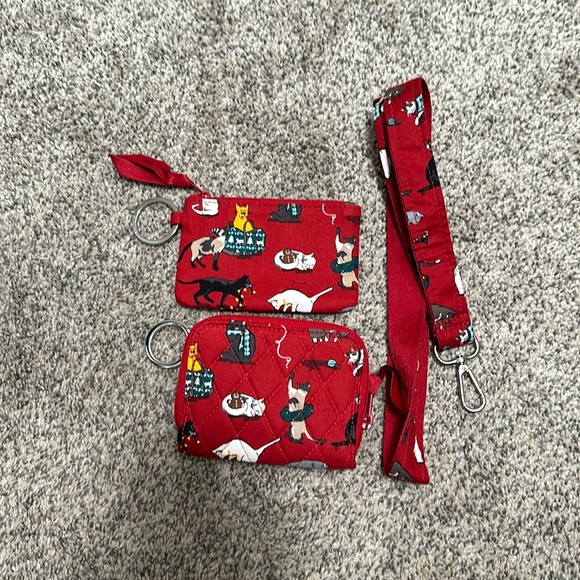 Vera Bradley Holiday Cats- Zip RFID Wallet, Zip ID Wallet, and Lanyard - Picture 1 of 4